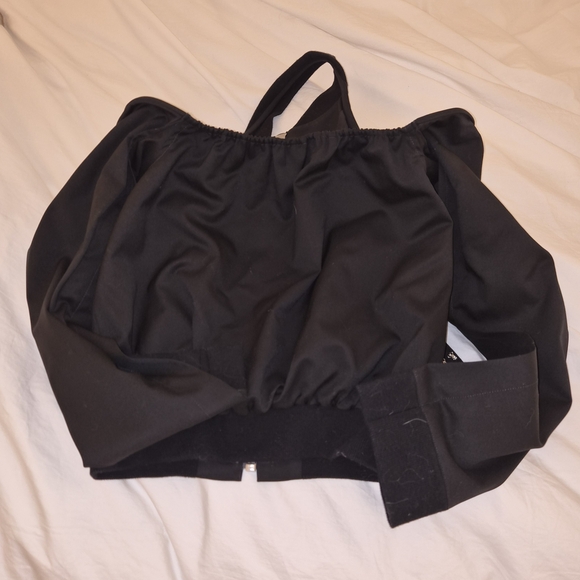 Helmut Lang Black Off-Shoulder Cropped Bomber Jacket Size S - Picture 3 of 4
